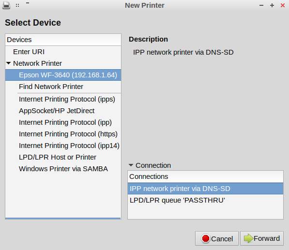 Printer configuration - detecting your printer