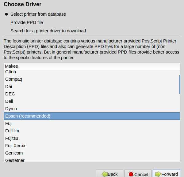 Printer configuration - detecting your printer