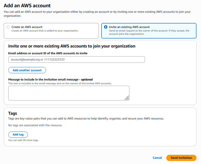 Invite AWS Account Page