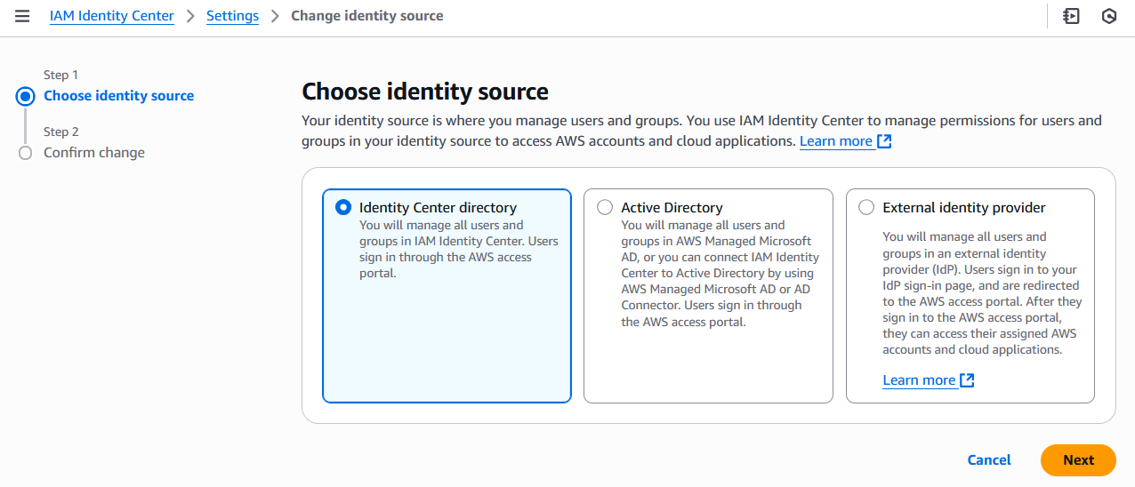 Choose Identity Source