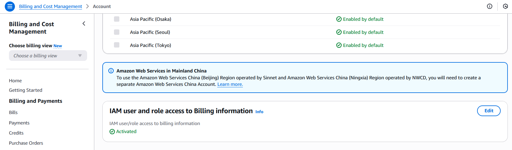 Enable IAM access to Billing