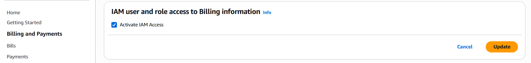 Enable IAM access to billing